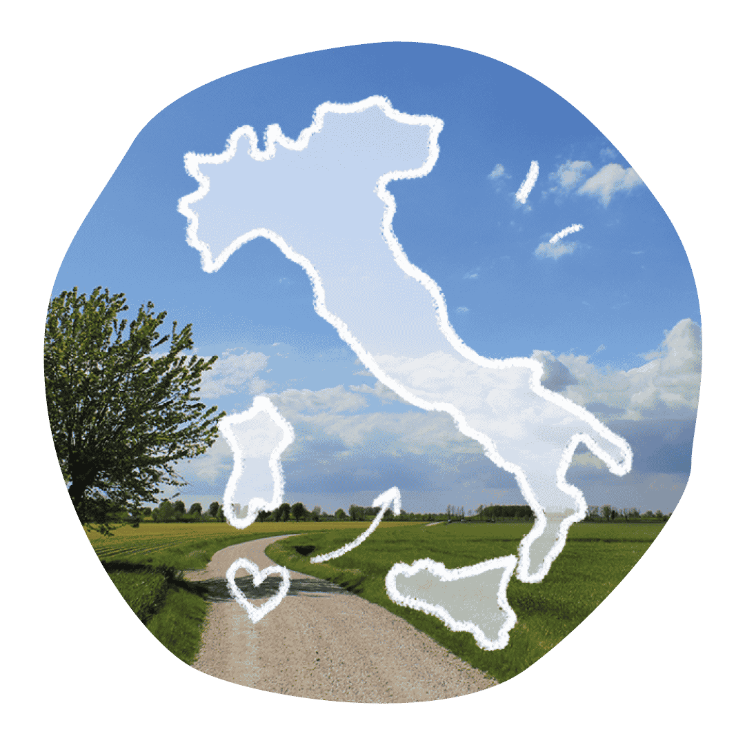 italienische karte auf wiesenweg