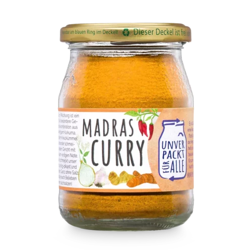 Unverpacktes Bio Madras Curry im Mehrwegglas